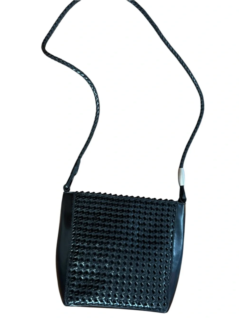 Everyday Vintage Liz Claiborne Weave Black Crossbody Bag